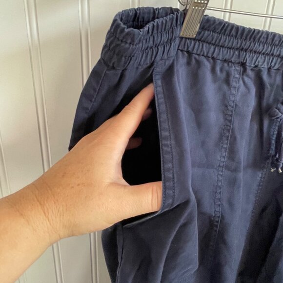 Lauren Ralph Lauren Skirt Large Navy Blue Maxi Slits Lyocell Pull On Beach Cozy - Picture 3 of 10